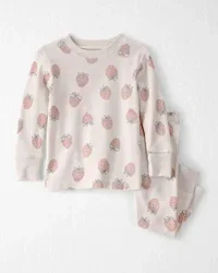 Little Planet Baby Girl 2-Piece Organic Cotton Ribbed Pajama Set in Strawberry Print, 18 Months