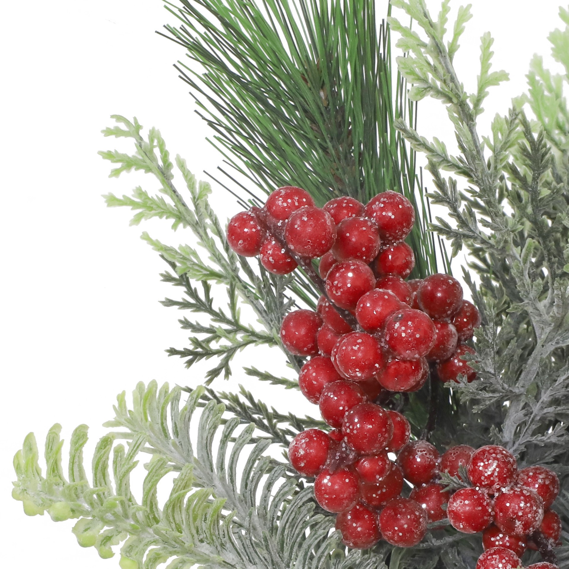 slide 3 of 3, 10" Glitter Pine, Cedar & Red Berry Arrangement In White Ceramic Pot By Ashland, 9 in x 9 in x 10 in