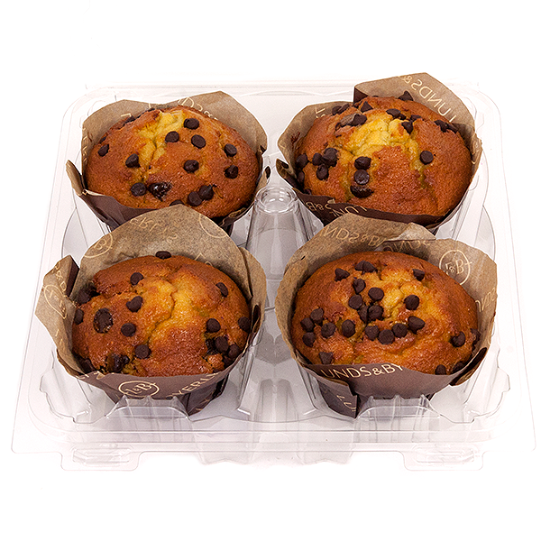 slide 1 of 1, L&B Banana Chocolate Chip Muffins, 4 ct