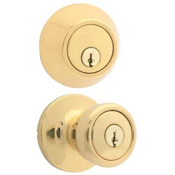 Atlas Polished Brass Tulip Door Knob Lock Combo Kit