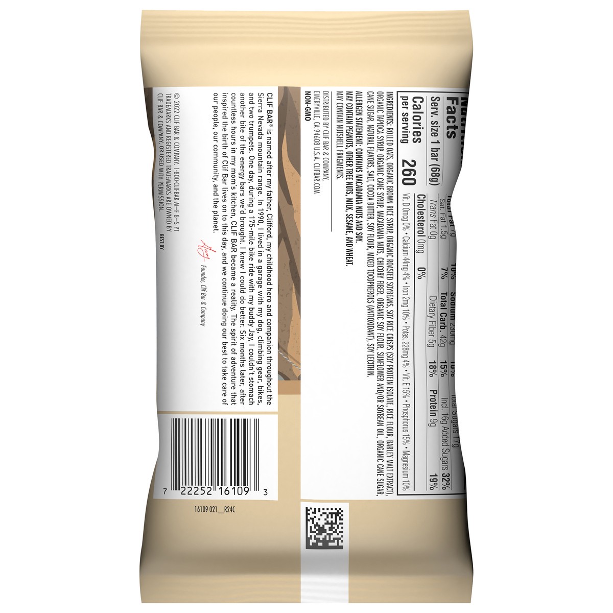 slide 8 of 9, CLIF BAR - Energy Protein Bars - White Chocolate Macadamia Nut - Made with Organic Oats - Energy Bars - Non-GMO - (1 Count), 2.4 oz