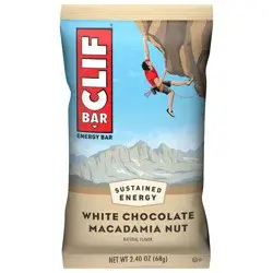 CLIF BAR - White Chocolate Macadamia Nut Flavor - Made with Organic Oats - 9g Protein - Non-GMO - Plant Based - Energy Bar - 2.4 oz.