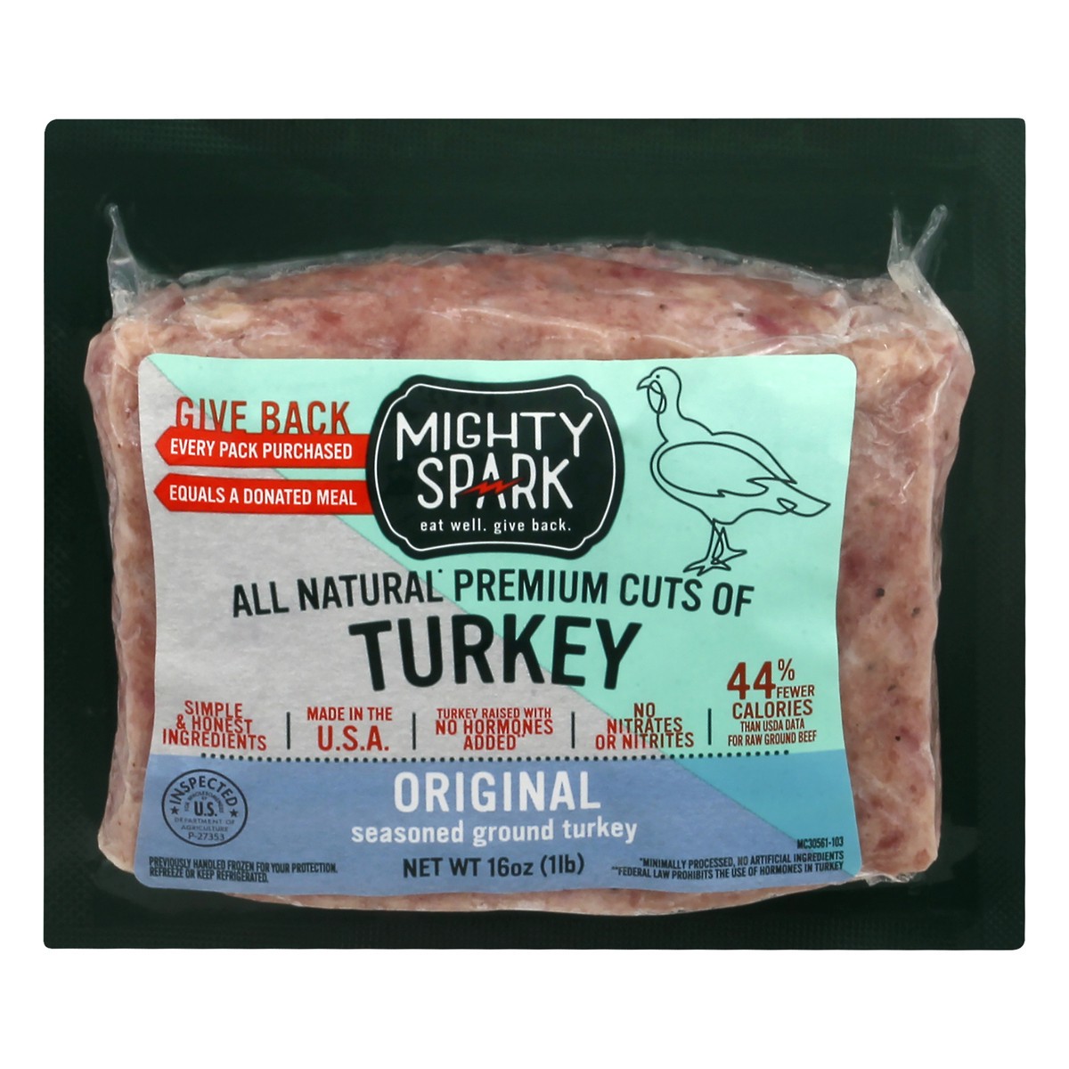 slide 4 of 11, Mighty Spark Seasoned Original Ground Turkey 16 oz, 16 oz