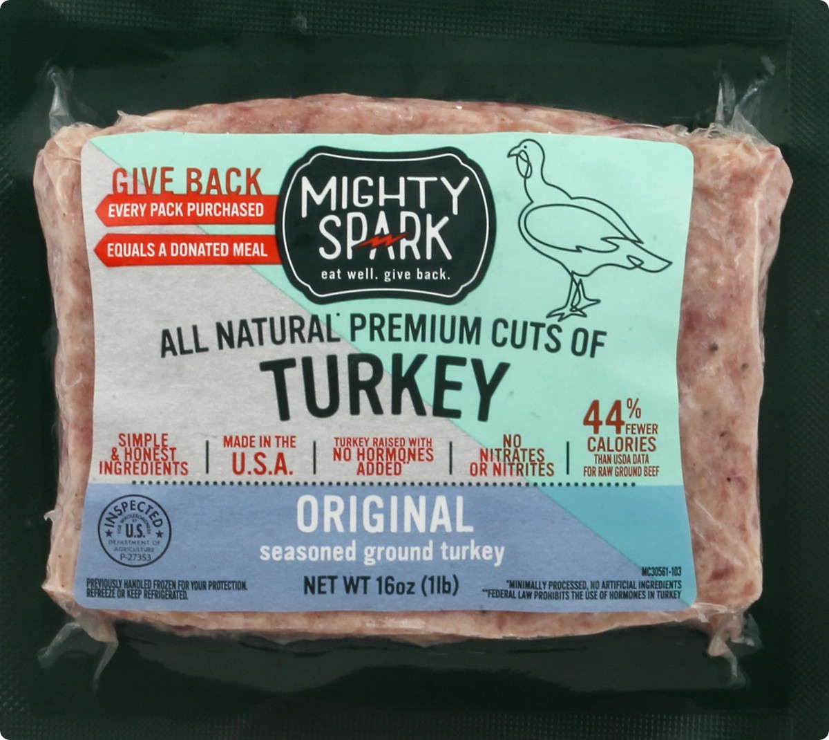 slide 8 of 11, Mighty Spark Seasoned Original Ground Turkey 16 oz, 16 oz