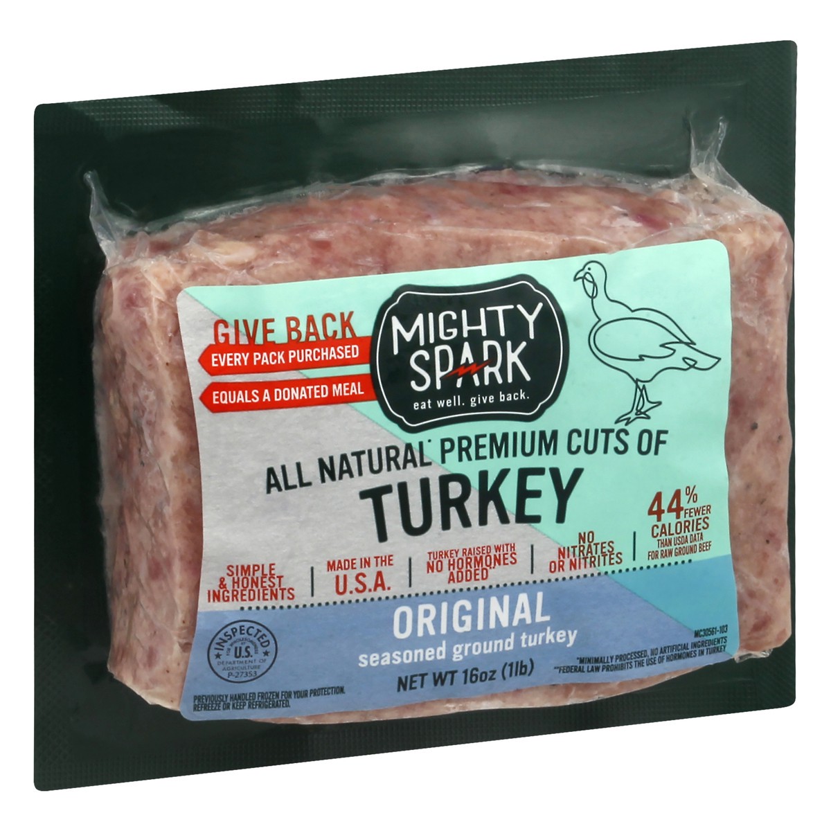 slide 11 of 11, Mighty Spark Seasoned Original Ground Turkey 16 oz, 16 oz