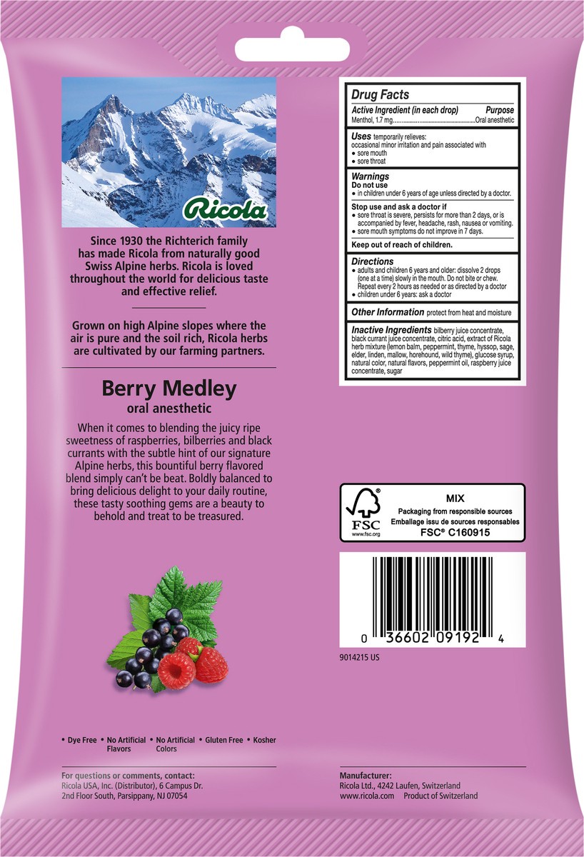 slide 7 of 8, Ricola Berry Medley Throat Drops, 45 Count, 45 ct