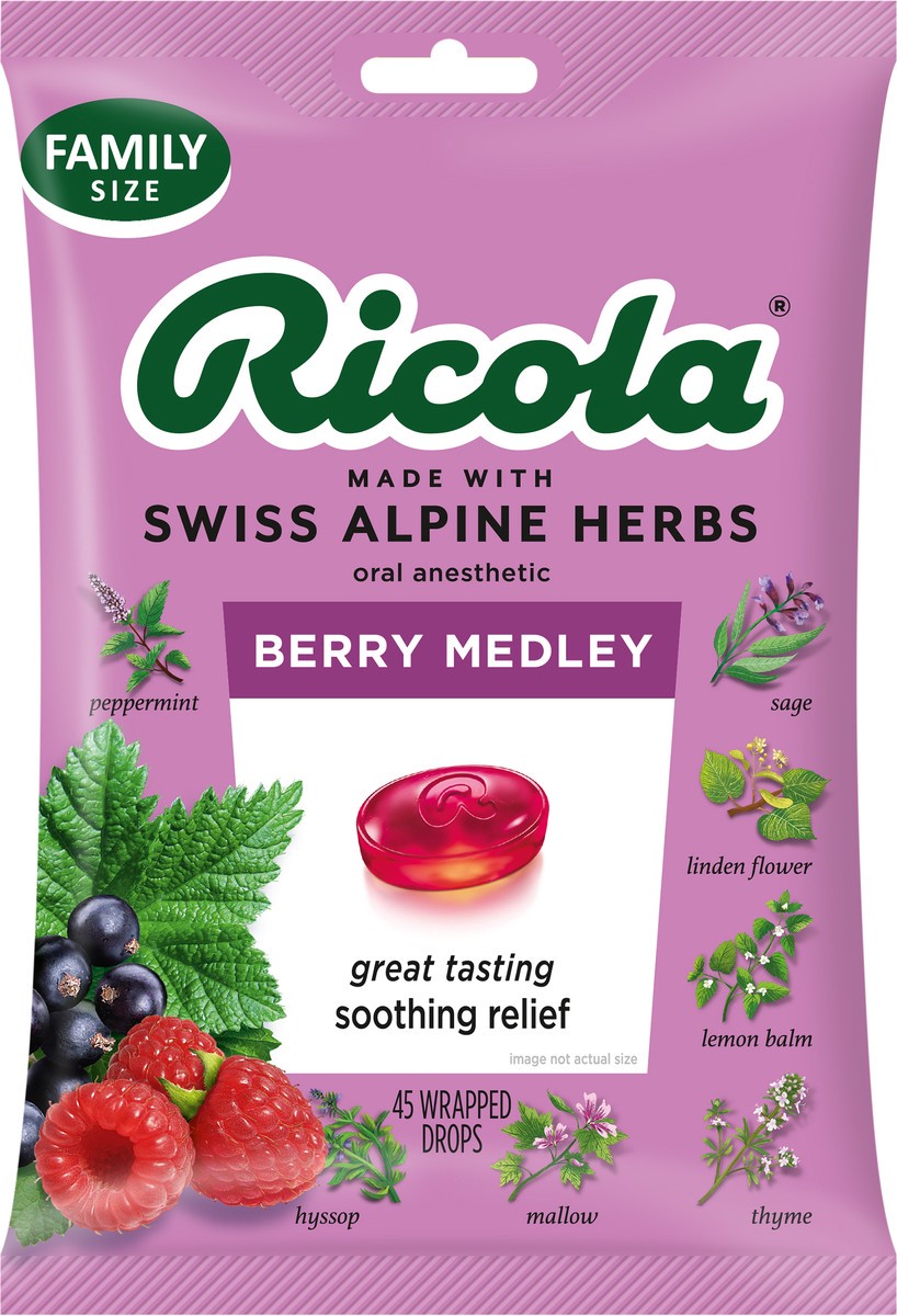 slide 8 of 8, Ricola Berry Medley Throat Drops, 45 Count, 45 ct