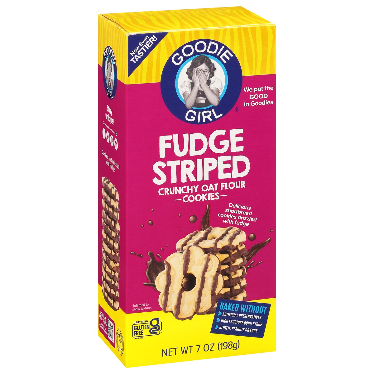 slide 2 of 9, Goodie Girl Fudge Striped Crunchy Oat Flour Cookies, 7 oz