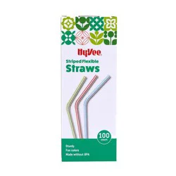 Hyvee Striped Flexible Straws 100 ct