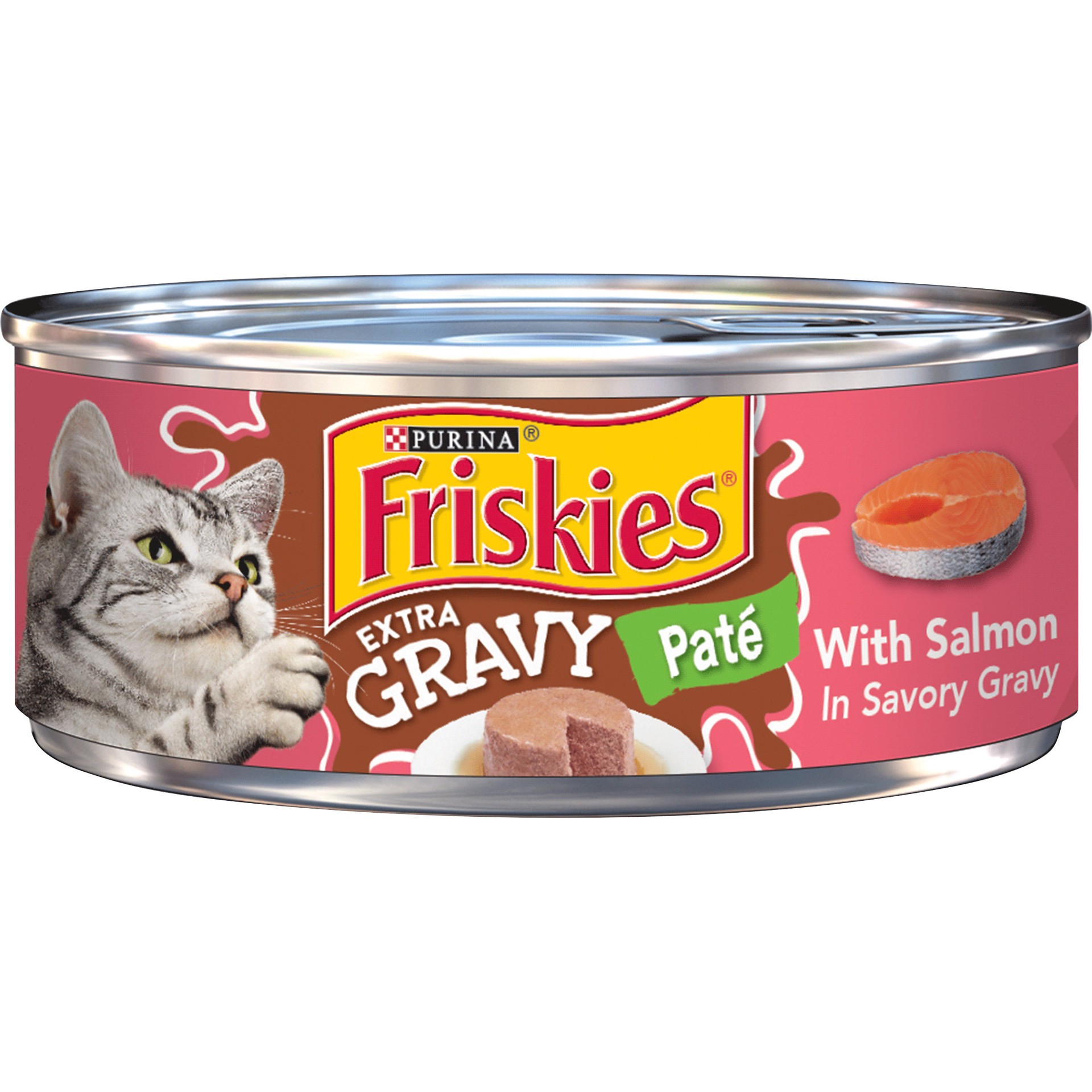 slide 1 of 7, Friskies Purina Friskies Gravy Pate Wet Cat Food, Extra Gravy Pate With Salmon in Savory Gravy, 5.5 oz