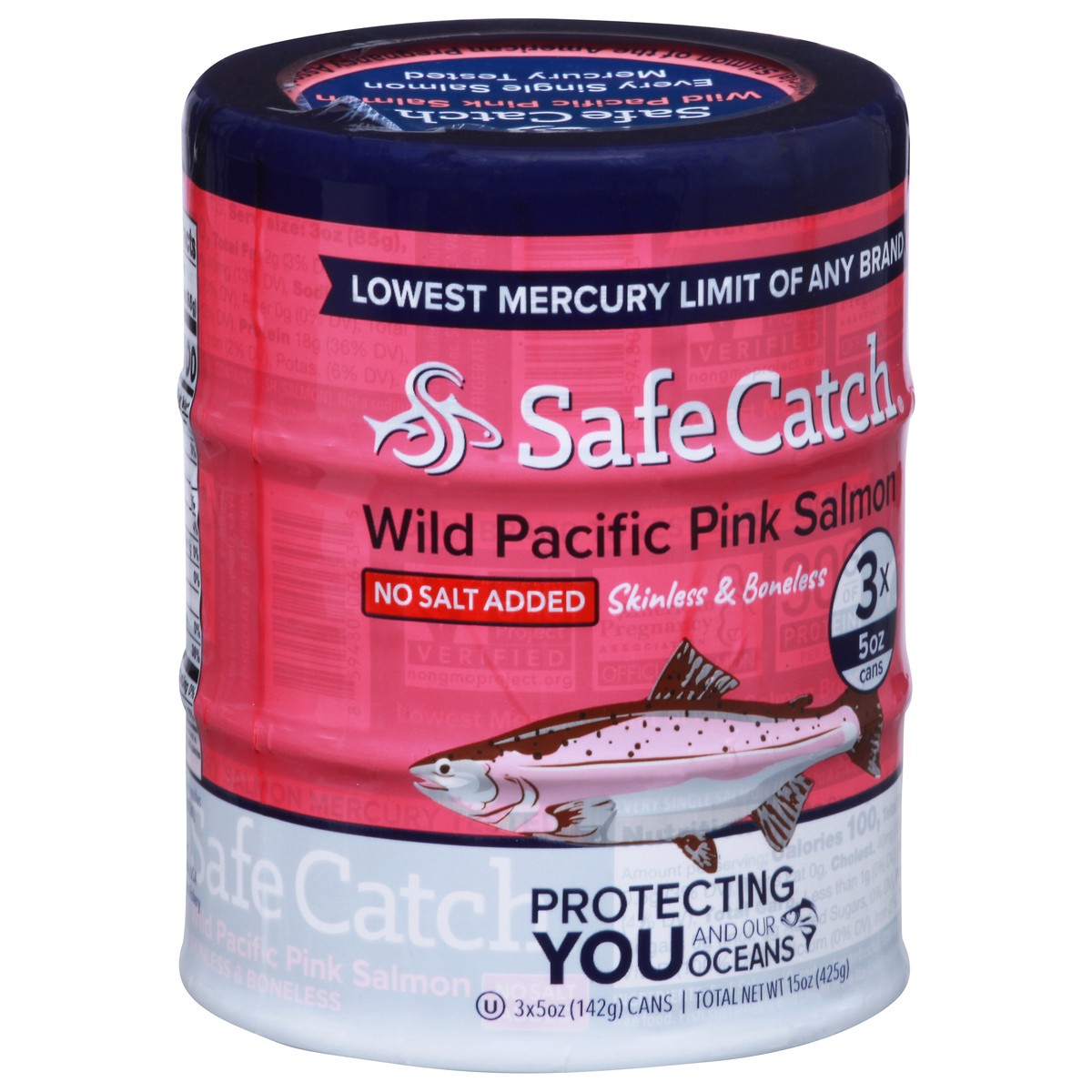 slide 2 of 9, Safe Catch Skinless & Boneless Wild Pacific Pink Salmon - No Salt Added, 3 ct