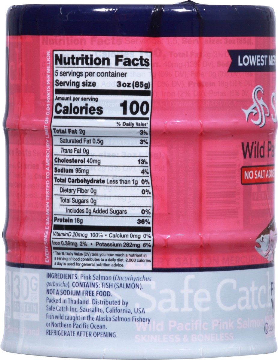 slide 7 of 9, Safe Catch Skinless & Boneless Wild Pacific Pink Salmon - No Salt Added, 3 ct