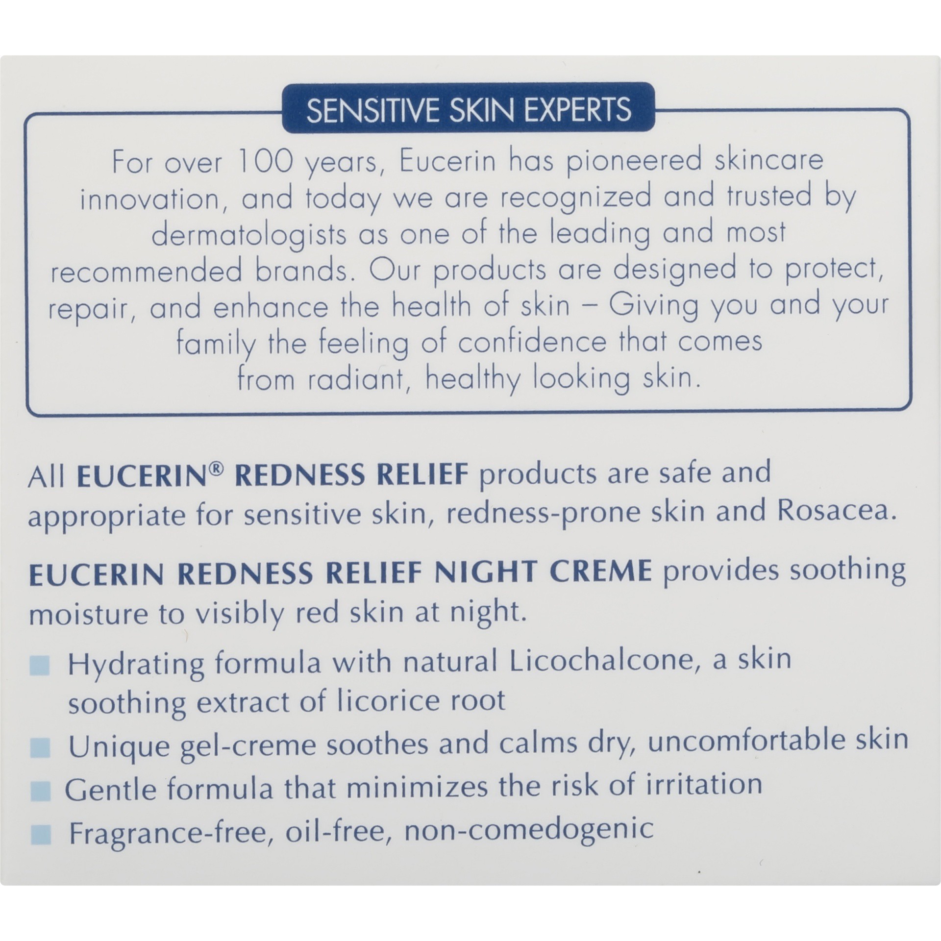 slide 6 of 7, Eucerin Sensitive Skin Experts Redness Relief Night Creme, 1.7 oz