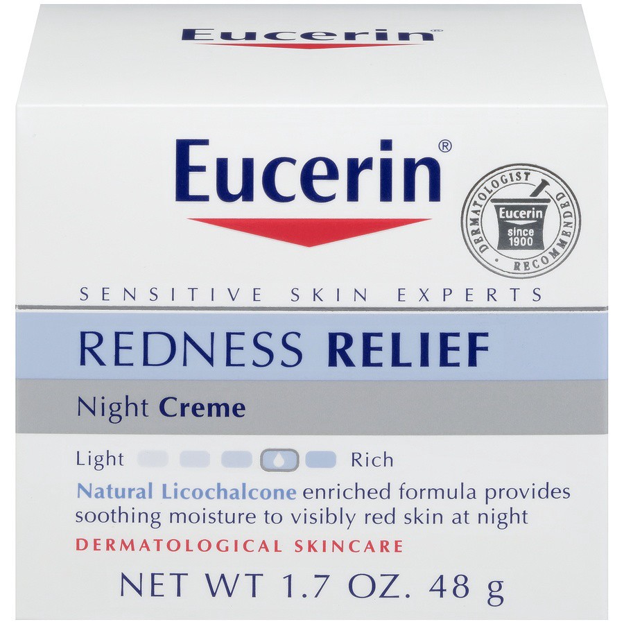 slide 1 of 7, Eucerin Sensitive Skin Experts Redness Relief Night Creme, 1.7 oz