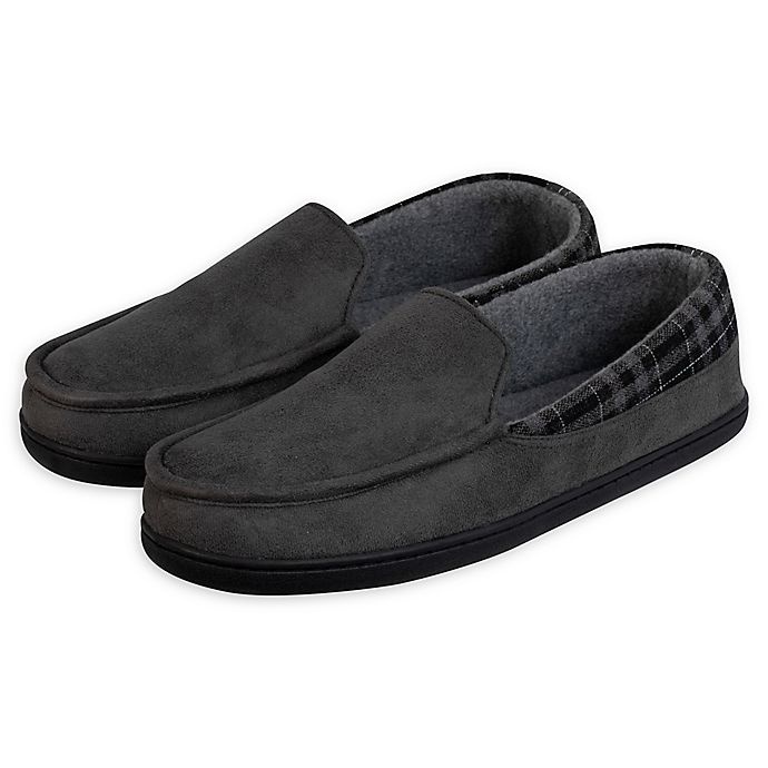 slide 1 of 1, Loft Living Manchester XL Men's Memory Foam Moccasin Slippers - Grey, 1 ct