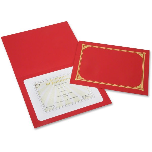 slide 1 of 1, Geographics 30% Recycled Certificate Holder, 8 5/16"" x 11 3/4"", Red, Pack of 6, 1 ct