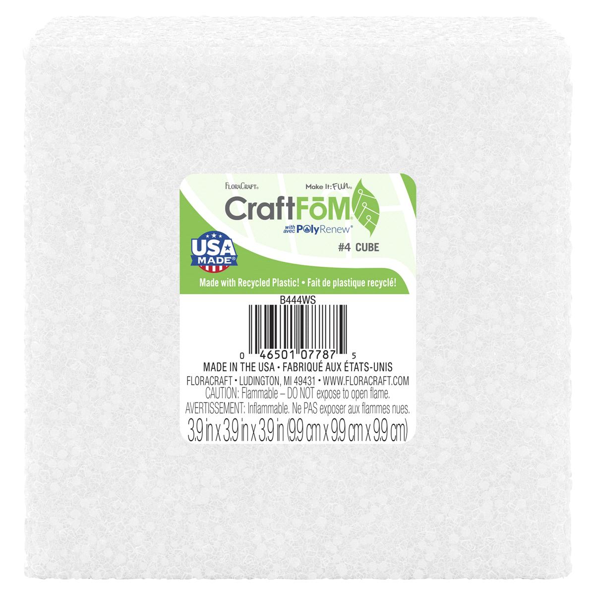 slide 1 of 21, MAKE IT FUN FloraCraft CraftFōM Cube 3.9 Inch x 3.9 Inch x 3.9 Inch White, 4x4 x 4 