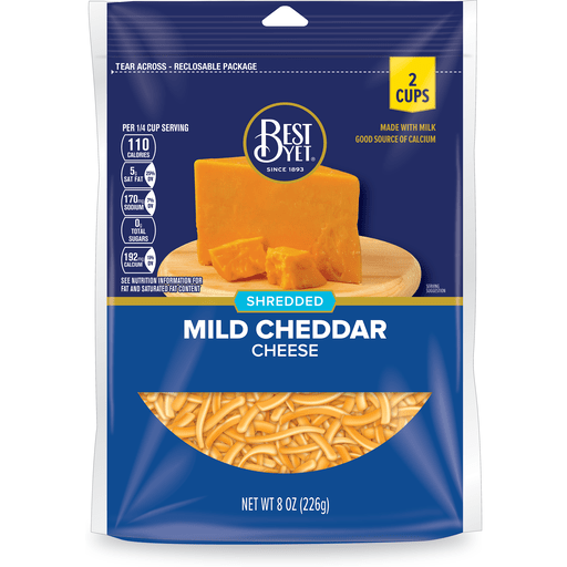 slide 1 of 1, Best Yet Shredded Mild Cheddar Cheese, 8 oz