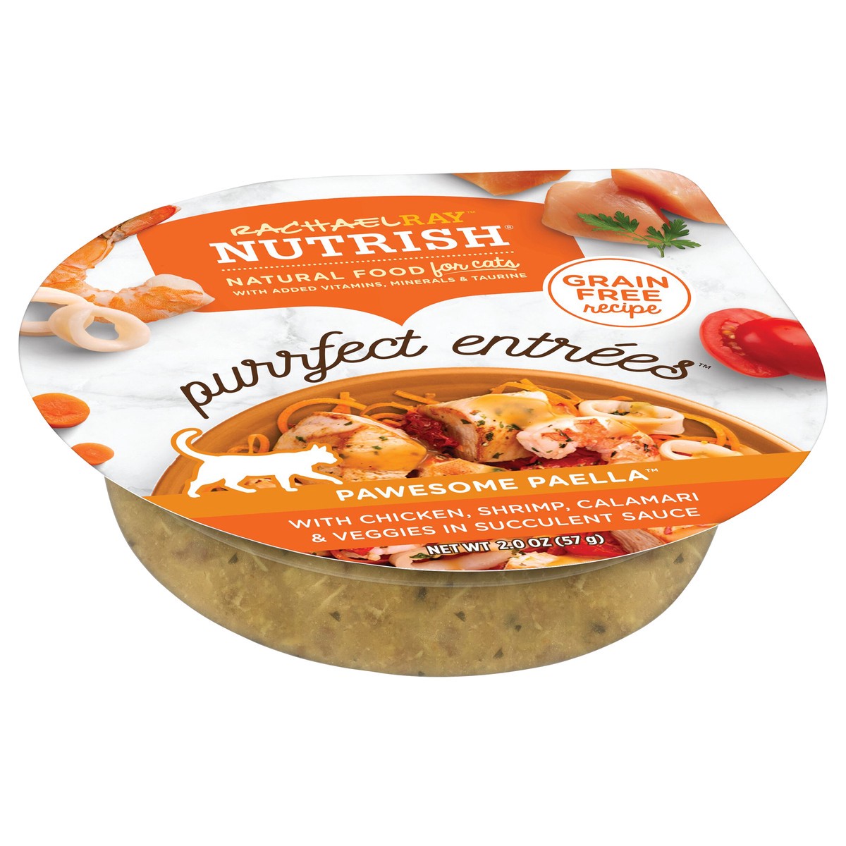 slide 9 of 11, Rachael Ray Nutrish Purrfect Entrees Pawesome Paella With Chicken, Shrimp, Calamari & Veggies in Succulent Sauce, 2-oz cup, 2 oz