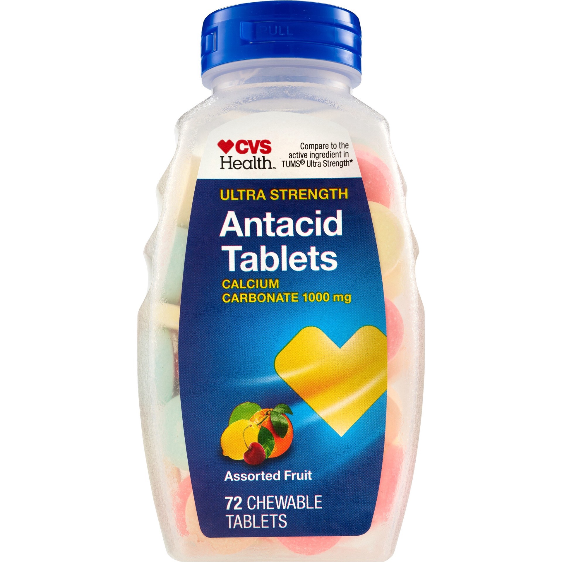 slide 1 of 1, Cvs Health Antacid Chewable Tablets, Assorted Fruit, 72 Ct, 72 ct