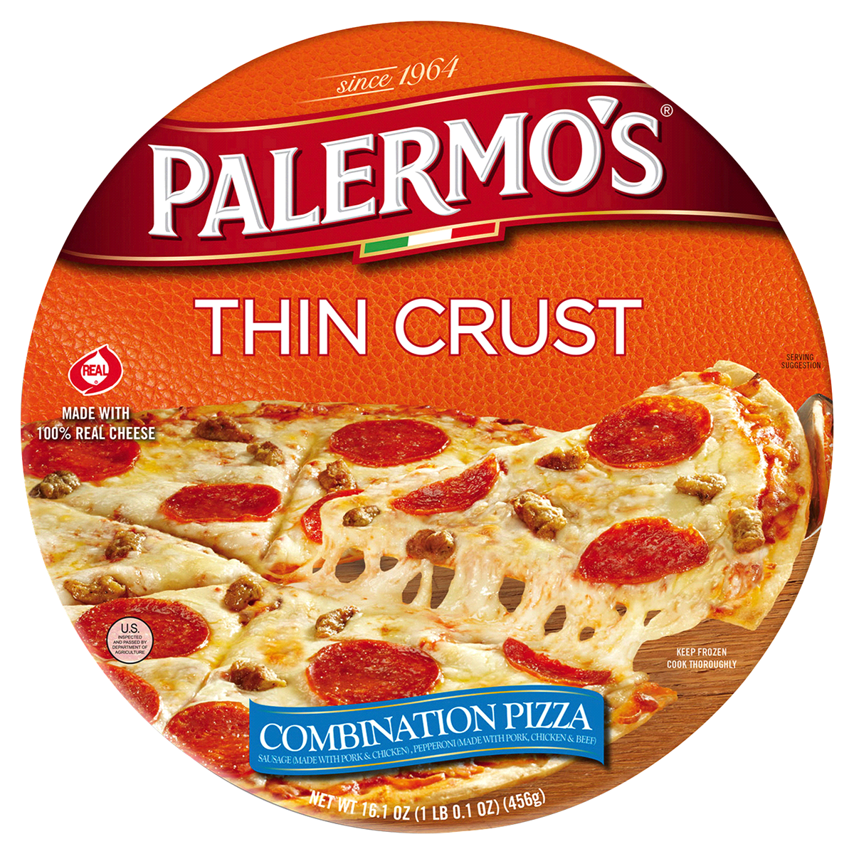 slide 1 of 1, Palermo's Thin Crust Combination Pizza, 16.1 oz