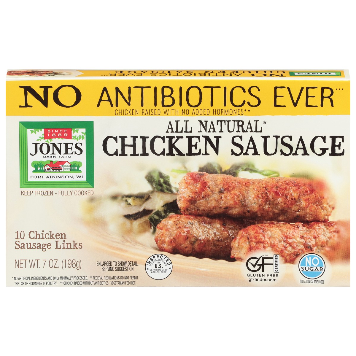 slide 1 of 9, Jones Dairy Farm Jones All Natural Chicken Sausage, 7 oz