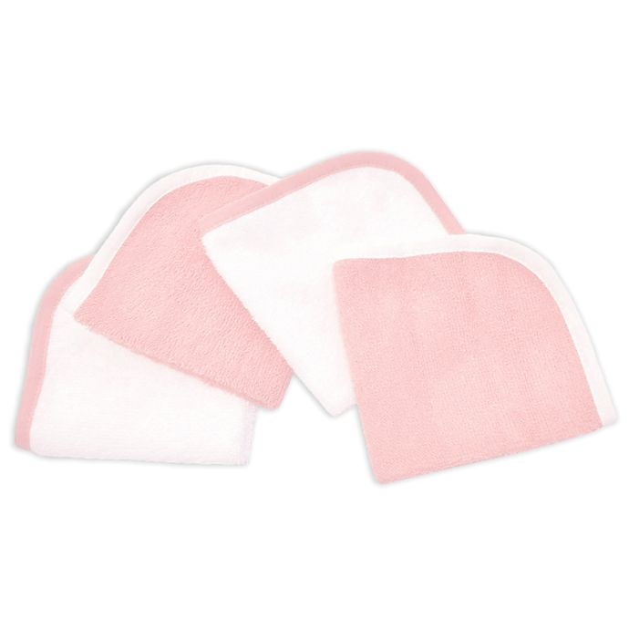 slide 1 of 1, TL Care Organic Cotton Washcloths - White/Pink, 4 ct