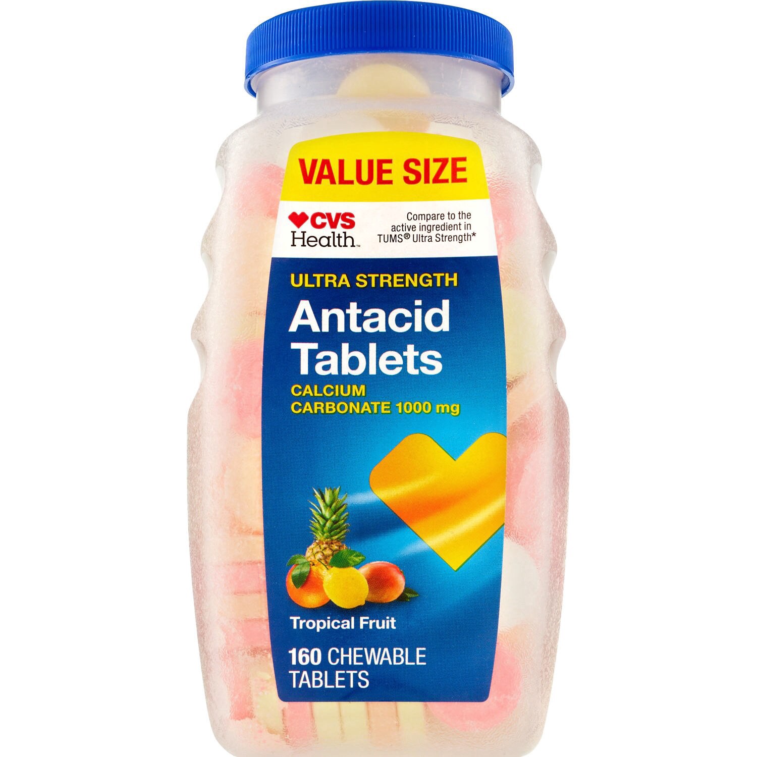 slide 1 of 1, Cvs Health Antacid Chewable Tablets, Tropical Fruit, 160 Ct, 160 ct