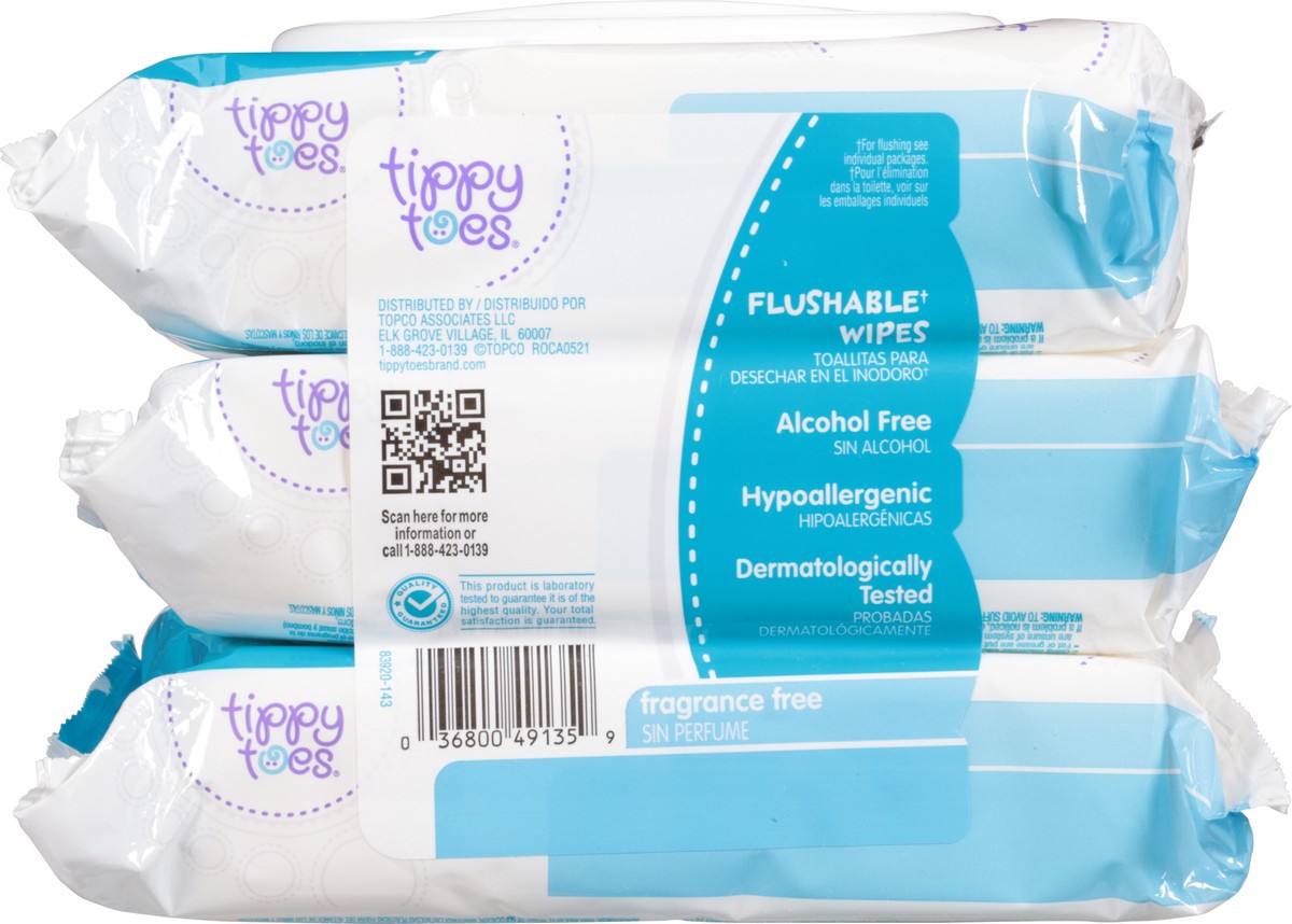 slide 3 of 14, Tippy Toes Flushable Wipes, 3 pk; 50 ct