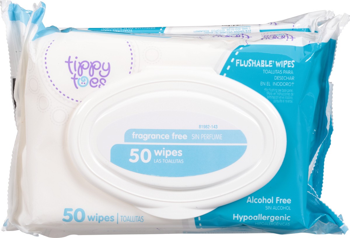 slide 14 of 14, Tippy Toes Flushable Wipes, 3 pk; 50 ct