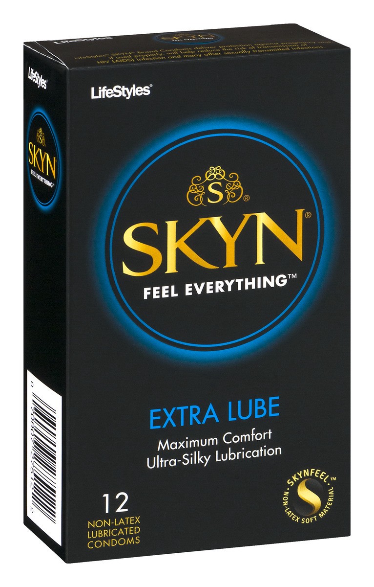 slide 6 of 9, SKYN Elite Extra Lube Non-Latex Lubricated Condoms 12 ea, 12 ct