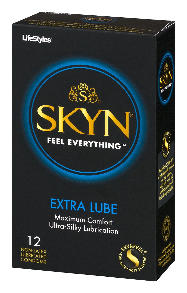 slide 4 of 9, SKYN Elite Extra Lube Non-Latex Lubricated Condoms 12 ea, 12 ct