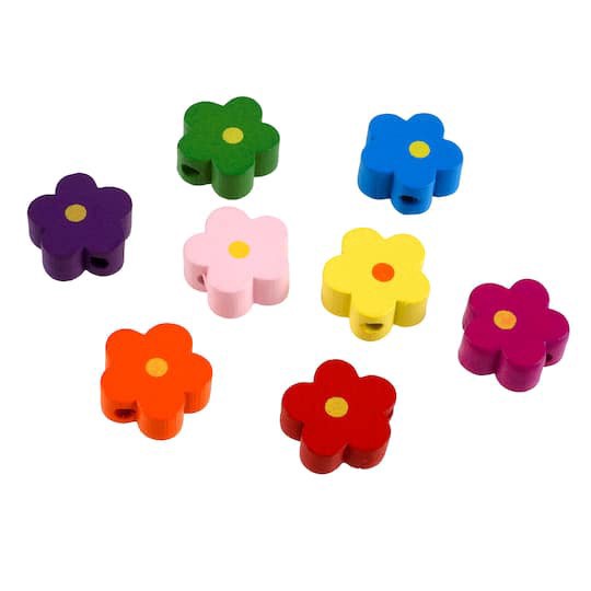 slide 1 of 3, Multicolor Flower Wood Beads By Creatology, 14.5 mm