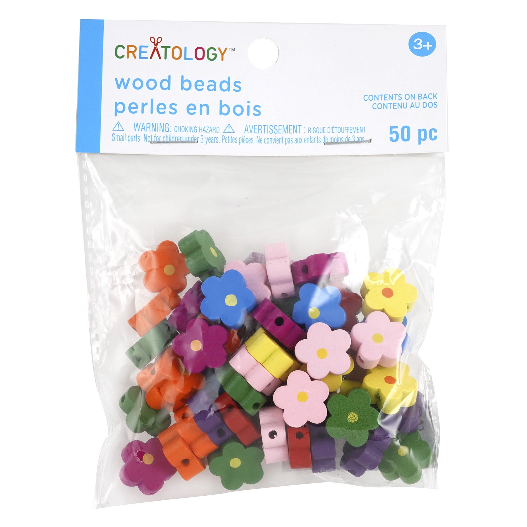 slide 3 of 3, Multicolor Flower Wood Beads By Creatology, 14.5 mm