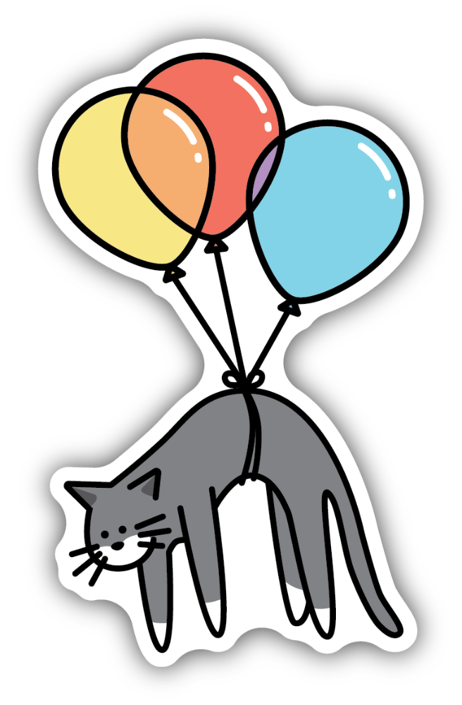 slide 1 of 1, Stickers Northwest Balloon Cat Sticker, 1 ct