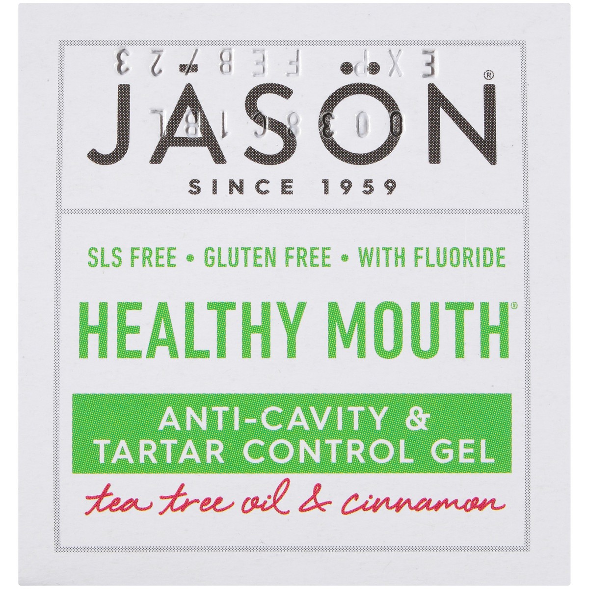 slide 7 of 8, Jason JĀSON Healthy Mouth Tea Tree Oil & Cinnamon Anti-Cavity & Tartar Control Gel 6 oz. Box, 6 oz