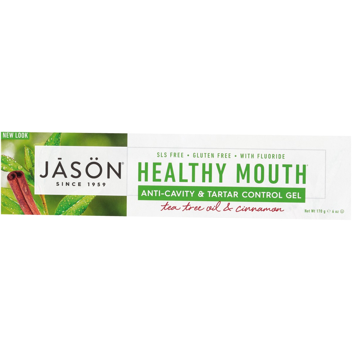 slide 5 of 8, Jason JĀSON Healthy Mouth Tea Tree Oil & Cinnamon Anti-Cavity & Tartar Control Gel 6 oz. Box, 6 oz