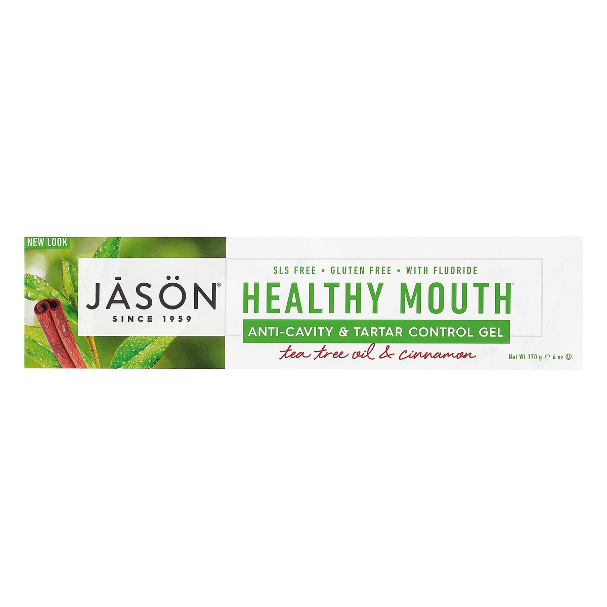 slide 6 of 8, Jason JĀSON Healthy Mouth Tea Tree Oil & Cinnamon Anti-Cavity & Tartar Control Gel 6 oz. Box, 6 oz