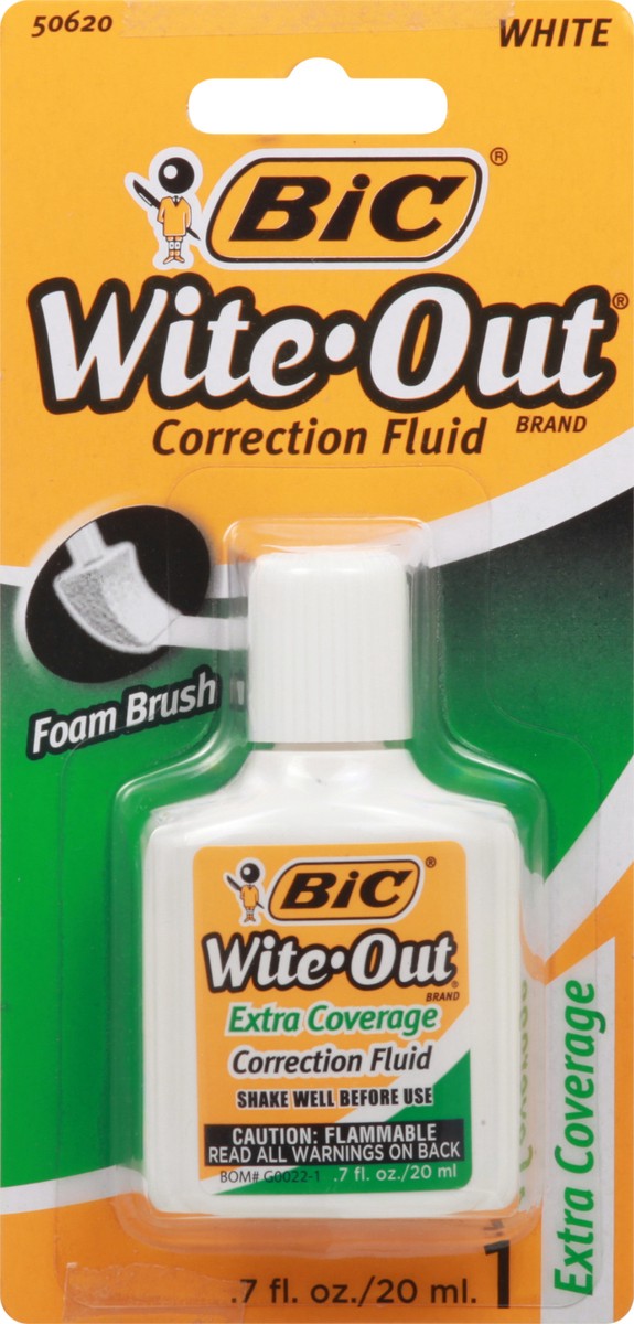 slide 2 of 10, BIC Wite-Out White Extra Coverage Correction Fluid 0.7 fl oz, 0.7 fl oz