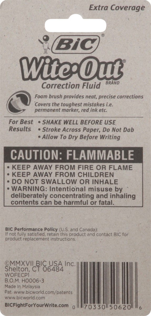 slide 7 of 10, BIC Wite-Out White Extra Coverage Correction Fluid 0.7 fl oz, 0.7 fl oz