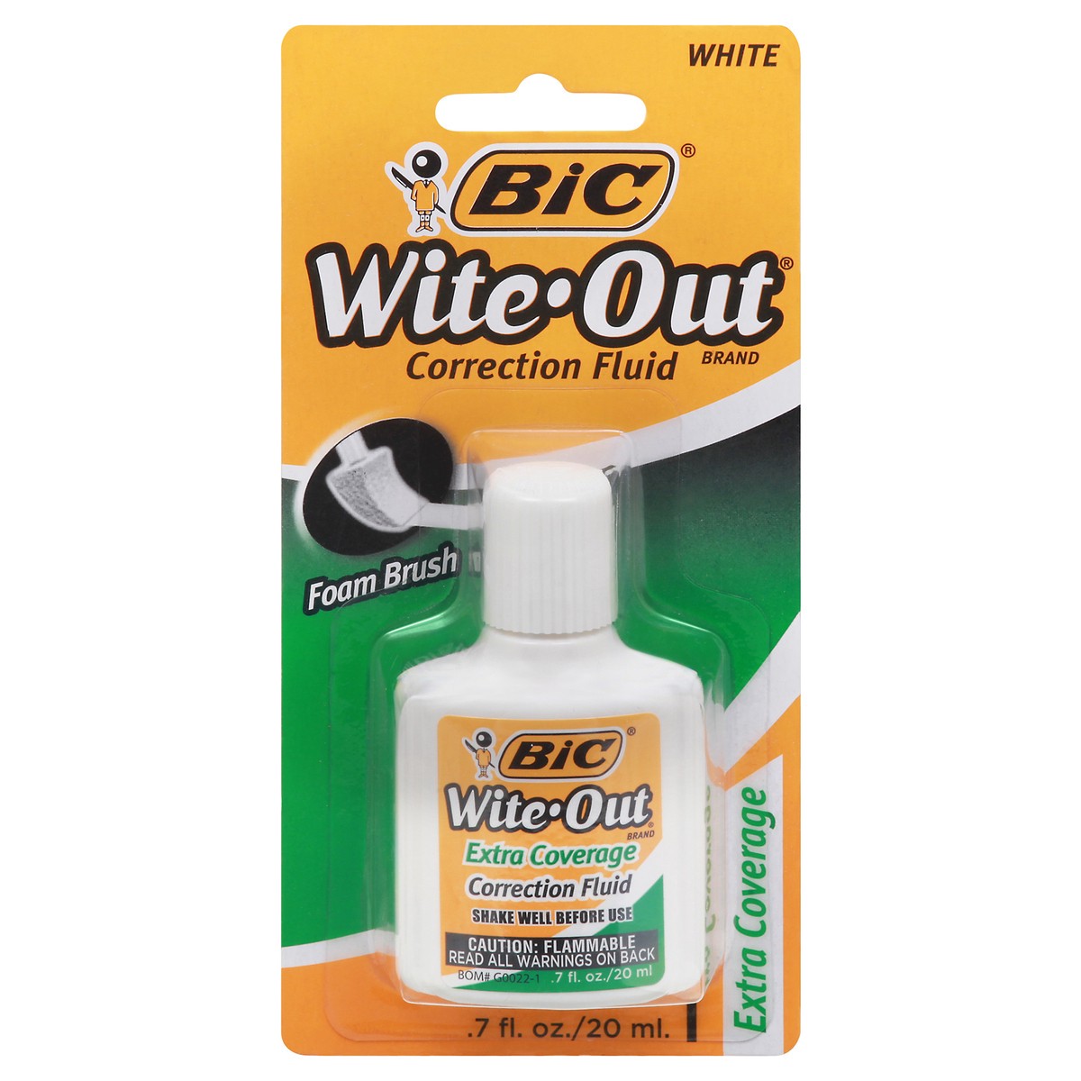 slide 1 of 10, BIC Wite-Out White Extra Coverage Correction Fluid 0.7 fl oz, 0.7 fl oz
