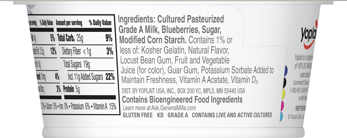 slide 7 of 12, Yoplait Fruit Side Blueberry Yogurt 5.3 oz, 5.3 oz