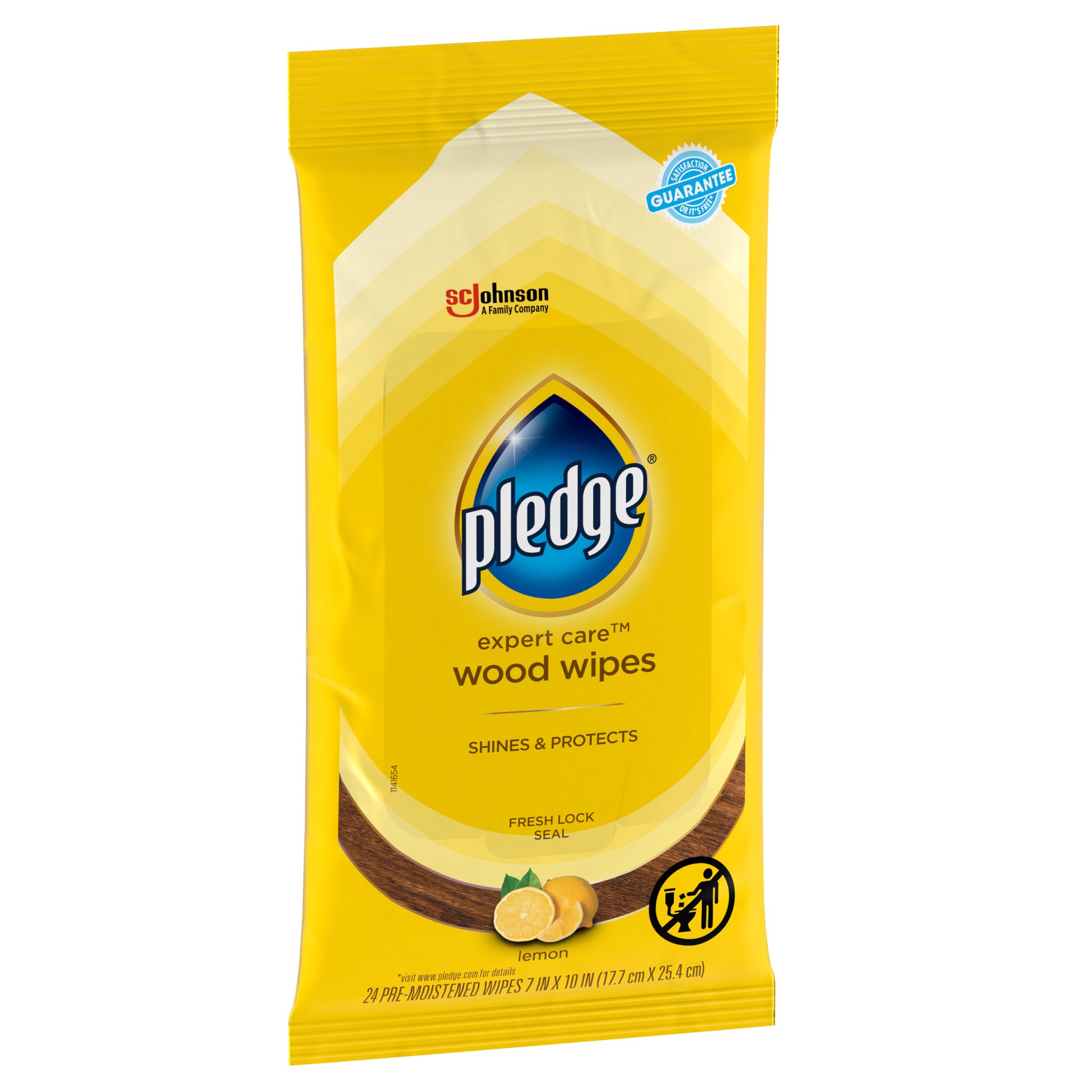 slide 2 of 5, Pledge Expert Care Enhancing Wood Wipes, Lemon Scent, 24 Count, 24 ct