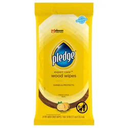 Pledge Wood Wipes, Expert Care™, Lemon Scent, Cleaner Wipes, 24 PC