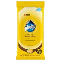 Pledge Expert Care Enhancing Wood Wipes, Lemon Scent, 24 Count