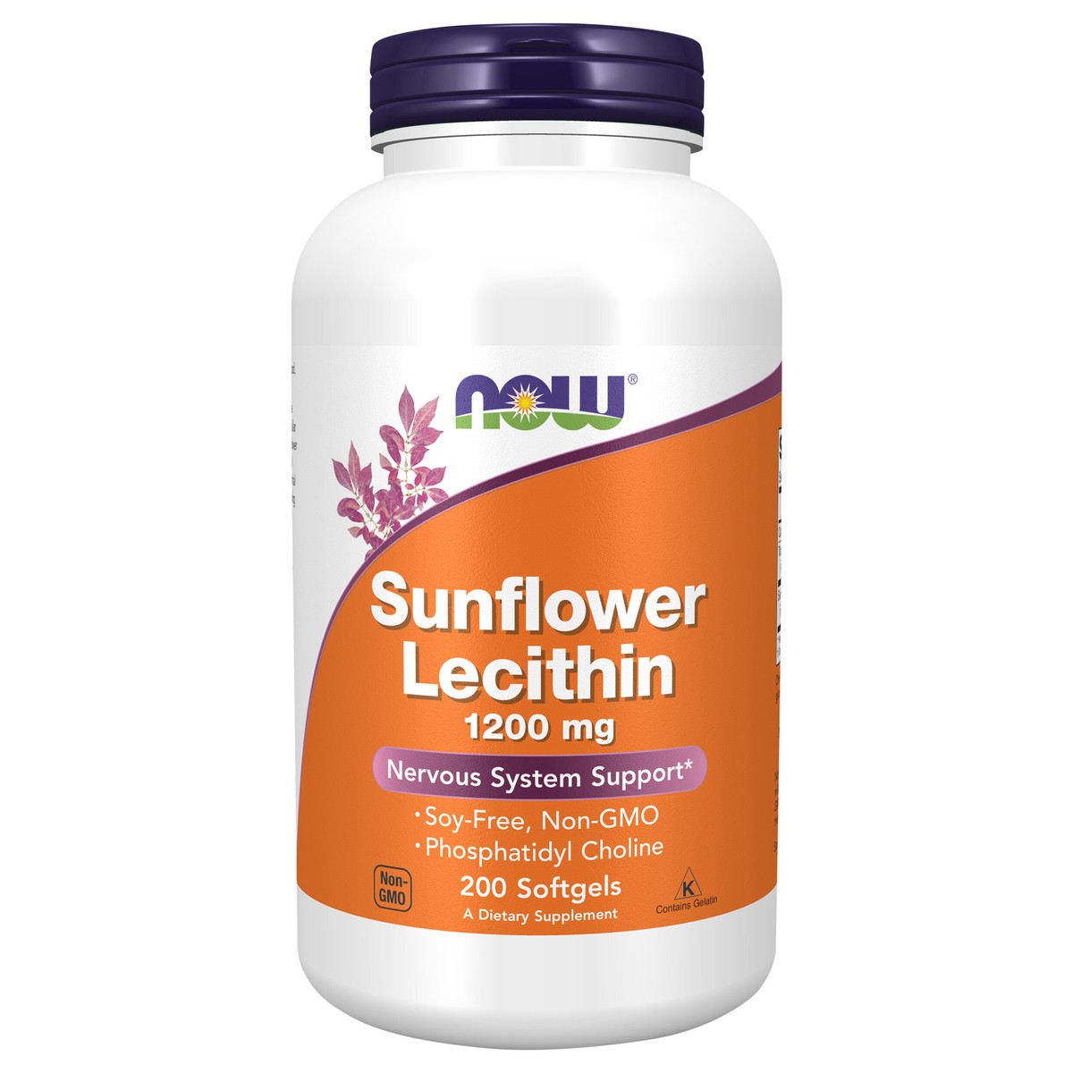 slide 1 of 4, NOW Supplements, Sunflower Lecithin 1200 mg with Phosphatidyl Choline, 200 Softgels, 200 ct
