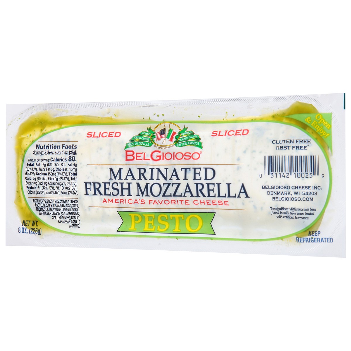 slide 14 of 14, BelGioioso Pesto Marinated Fresh Mozz Sliced, 8 oz