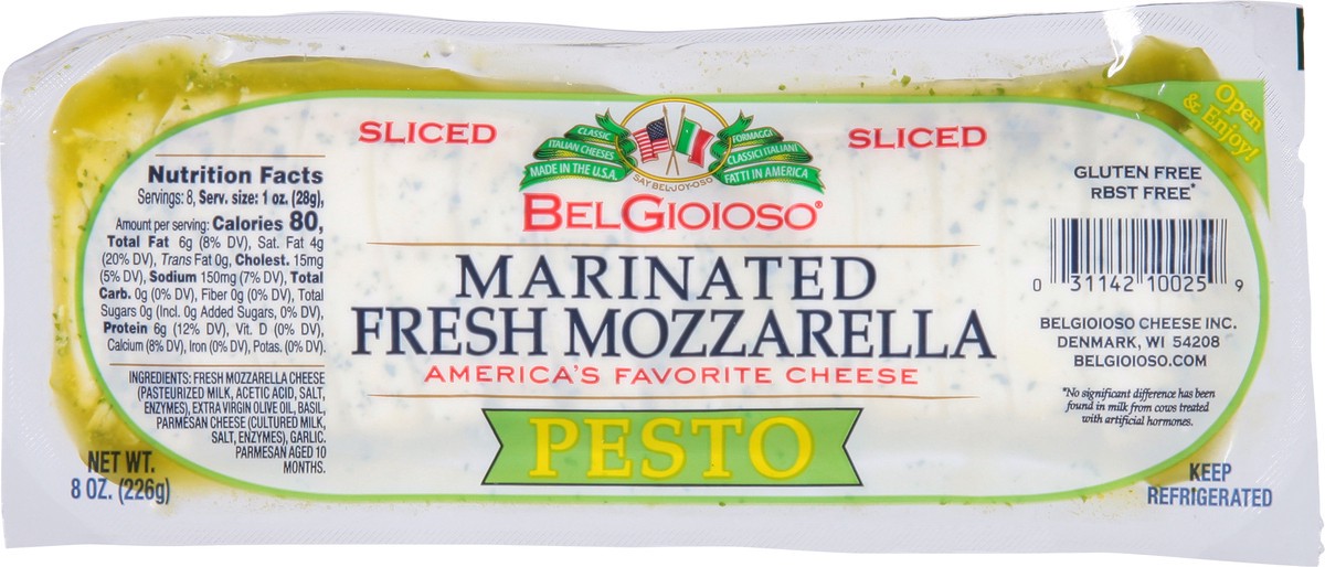 slide 6 of 14, BelGioioso Pesto Marinated Fresh Mozz Sliced, 8 oz
