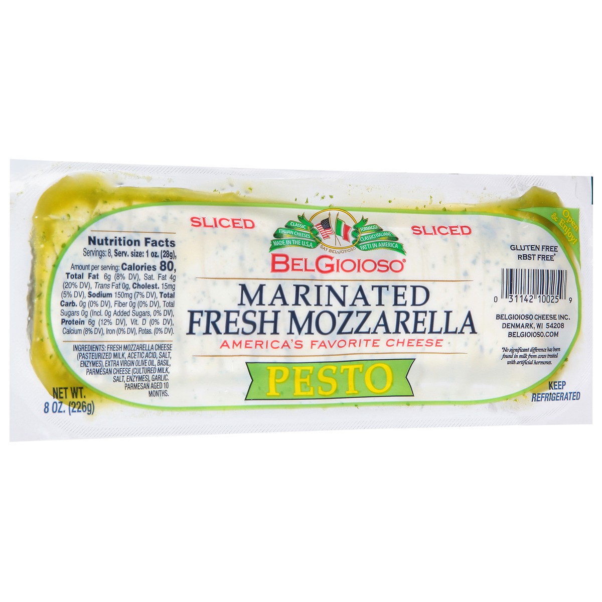 slide 3 of 14, BelGioioso Pesto Marinated Fresh Mozz Sliced, 8 oz