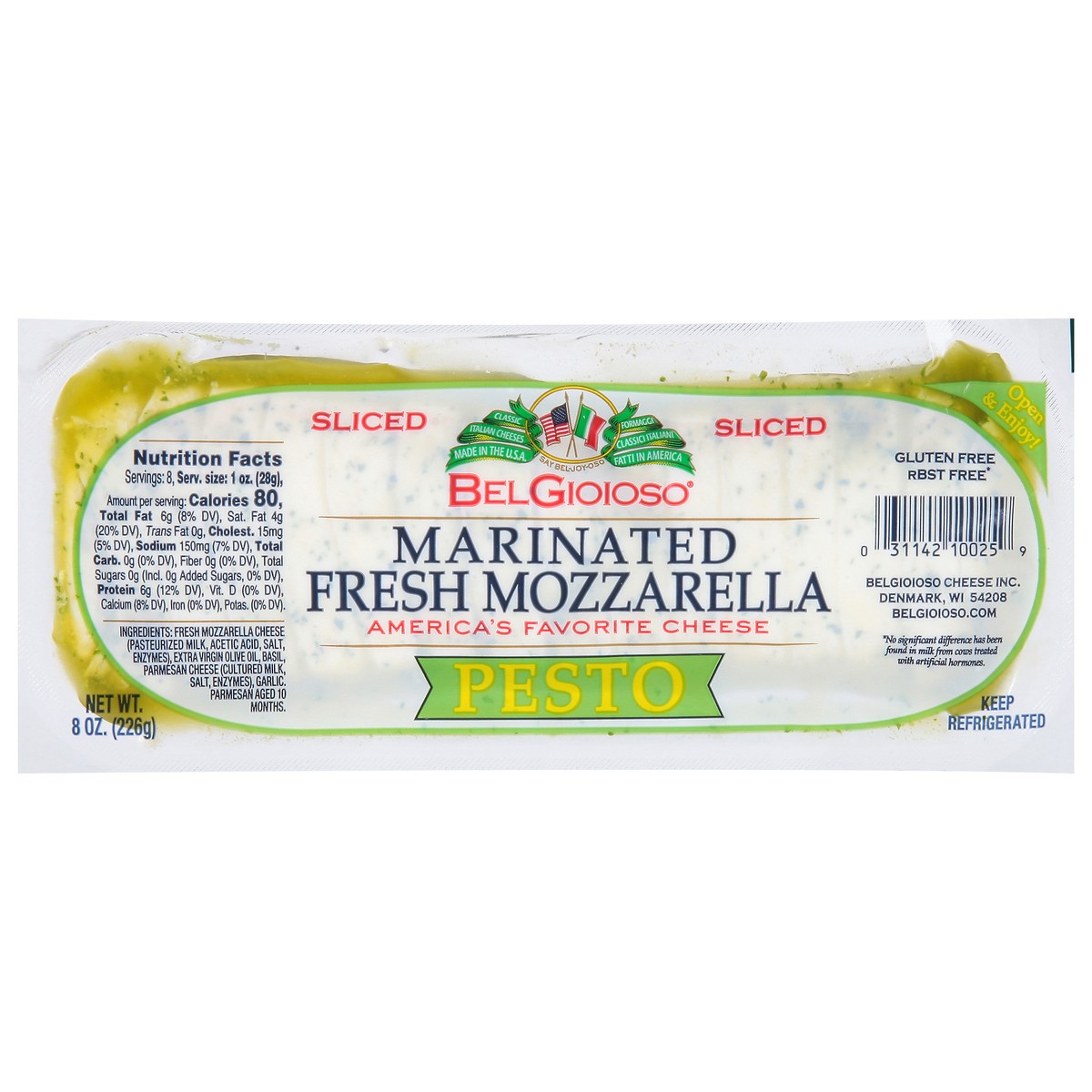 slide 10 of 14, BelGioioso Pesto Marinated Fresh Mozz Sliced, 8 oz